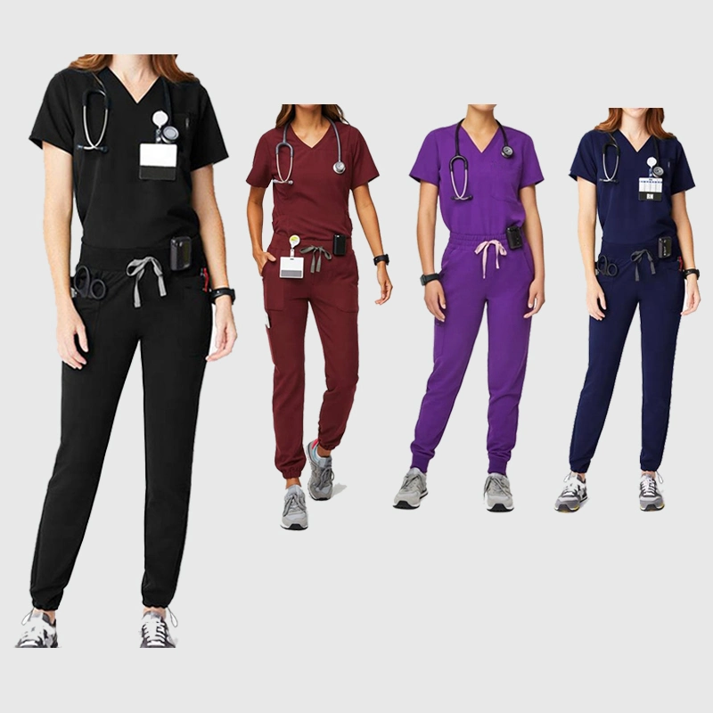 Großhandel Krankenhaus Krankenschwester Uniformen Jogger Große Größe Krankenschwester Anzug Scrub-Sets