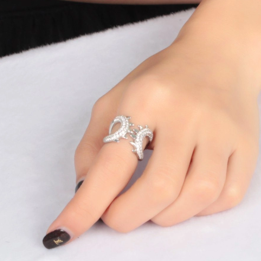 Fashion Jewelry Paw Shape Luxury Ring 925 Sterling Silver Hip Hop Diamond Jewellery