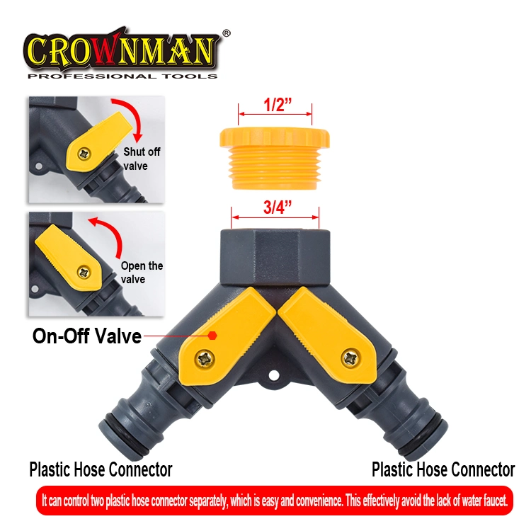 Crownman Garden Tools Plastic Snap-in Y Hose Connector for Garden Use