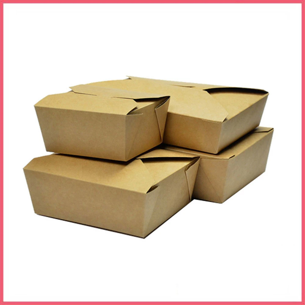 200PCS/Box 800ml Fsc FDA Custom Kraft Paper Waterproof Oil-Proof Salad Hotdog Snack Sushi Fried Chicken Disposable Lunch Meal Takeaway Fast Food Box Container