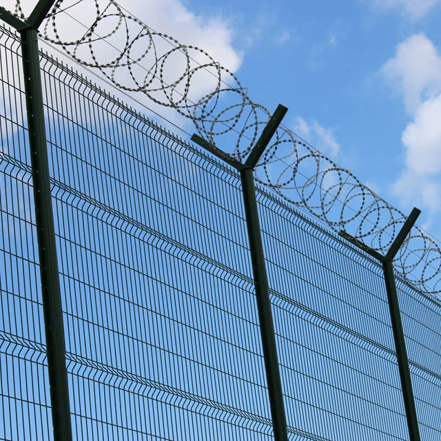 Wholesale High Quality PVC Powder Coated Green Welded 3D Wire V Mesh Security Fencing.