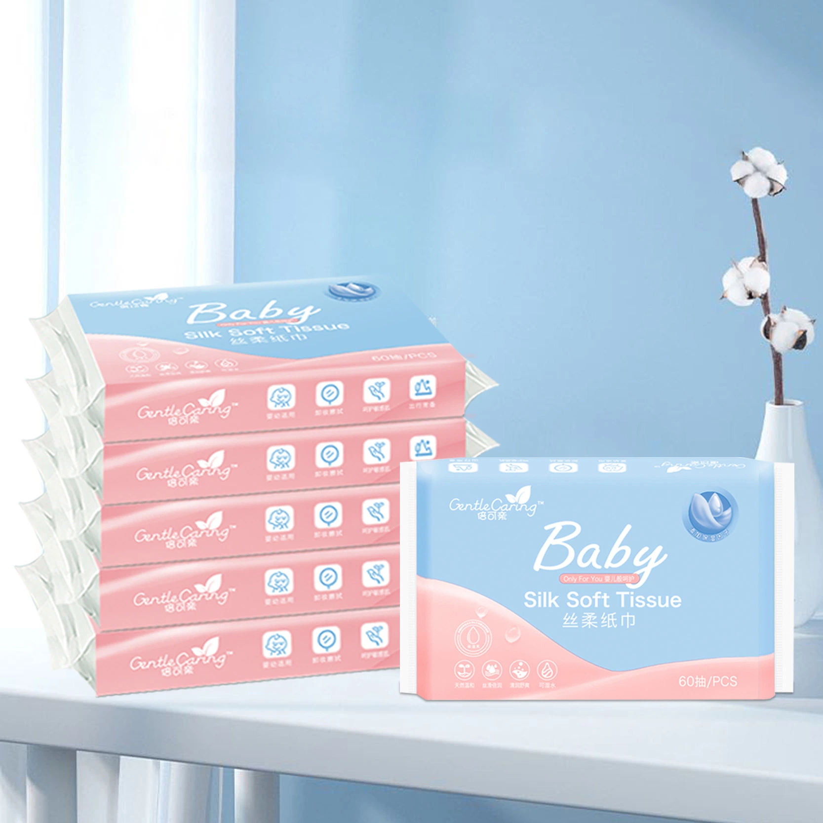 Disposable Soft Wet and Dry Cleaning Facial Tissue for Baby