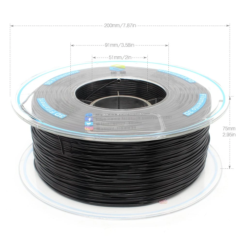 ISO9001 Verificado Maker Grosso Impressoras 3D 95A filamentos flexíveis de poliuretano termoplástico extremamente duráveis boa printabilidade 3D e materiais de impressão preto TPU 1,75mm 1kg