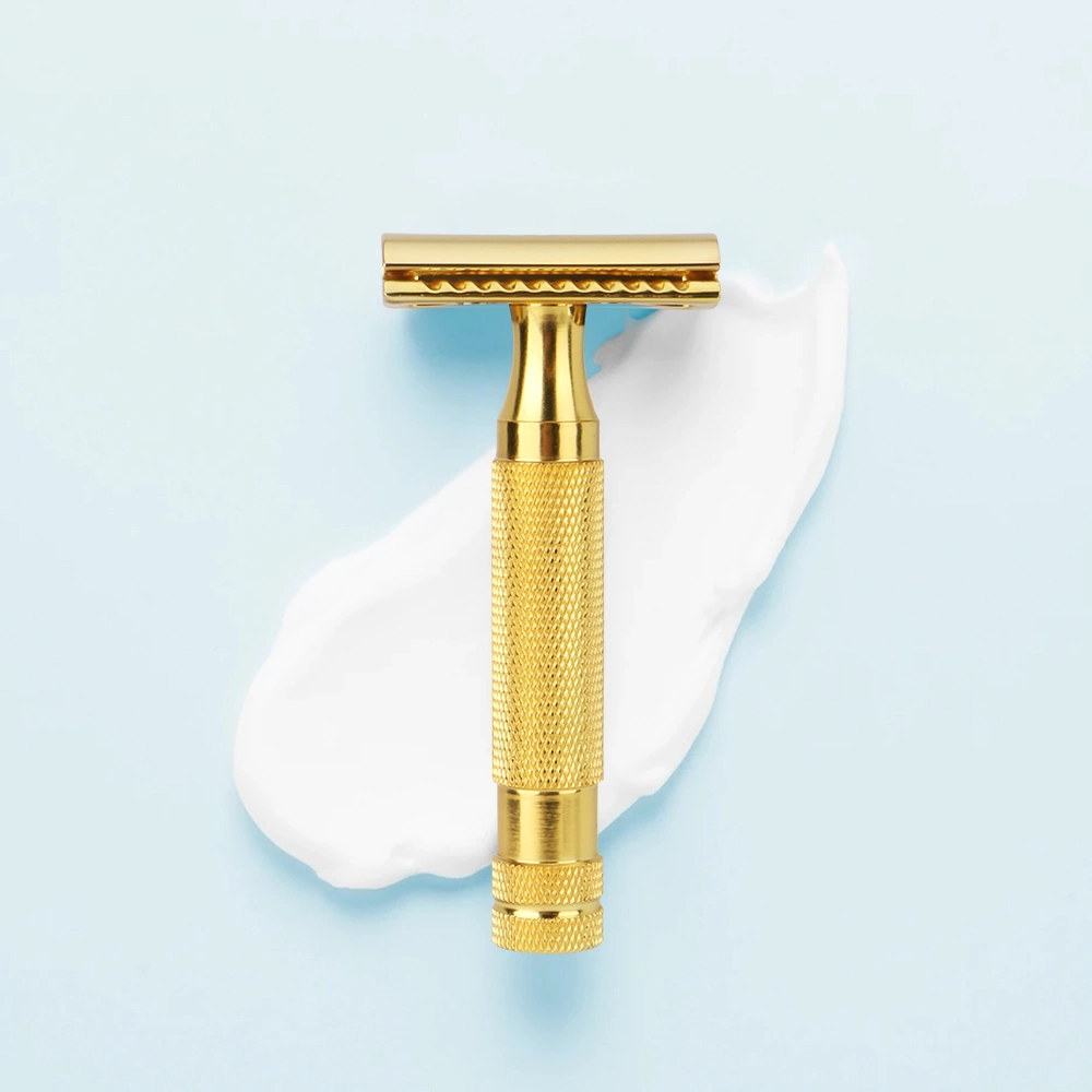 Gold Classic Double Edge Safety Razor with Heavy Duty Short Handle