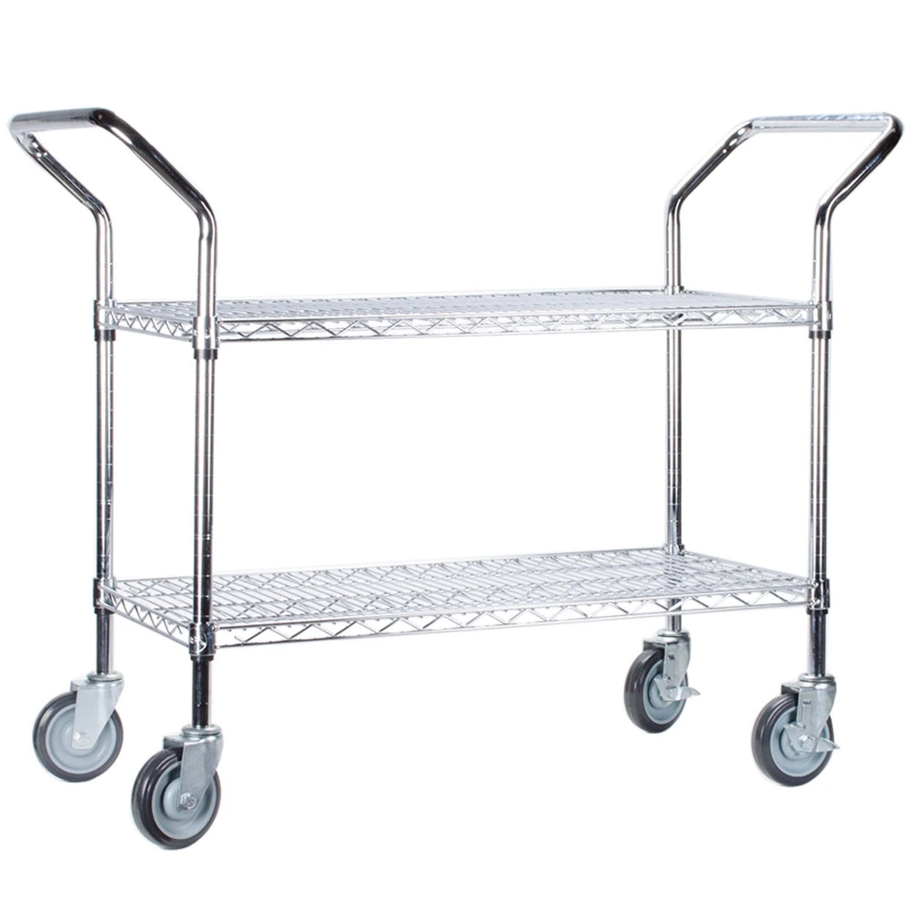 Verchromt Küche Food Service Rolling Utility Cart-2 Schichten