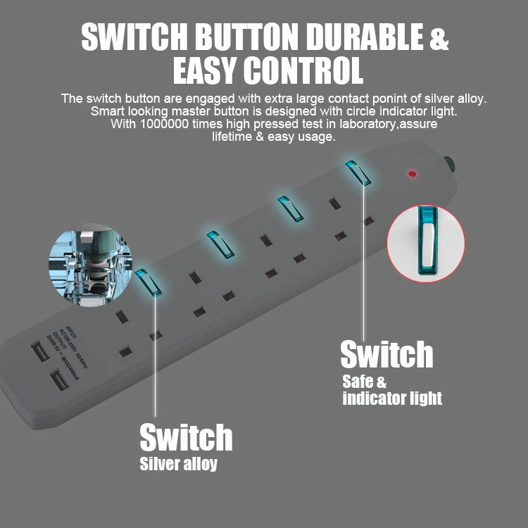 Less Resistance and Heat Protective Shutters 0.5-8m UK Electric Plugs AC Outlet Extension Socket