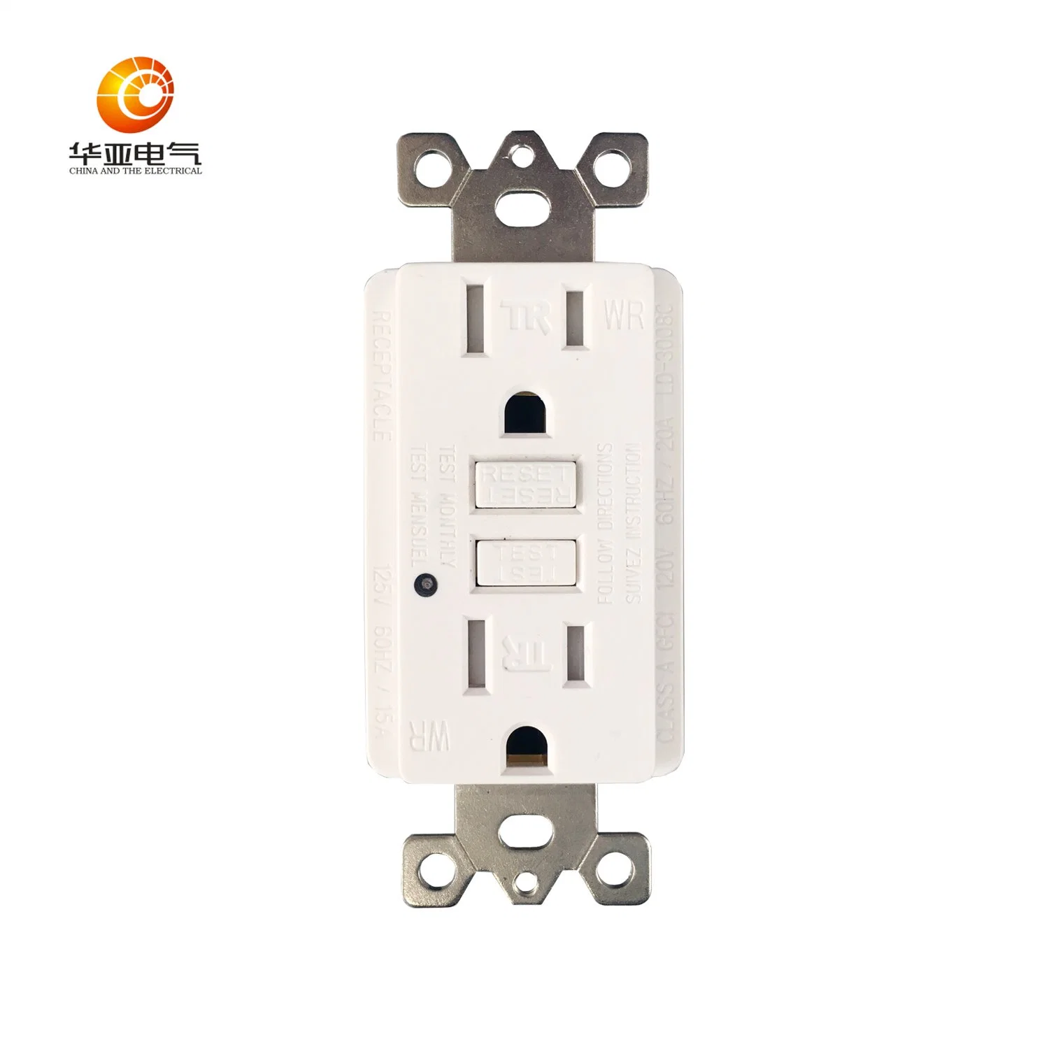 GFCI 15A 125V resistente a la intemperie GFCI con indicador LED, conector hembra dúplex TR/WR GFCI, listado ETL