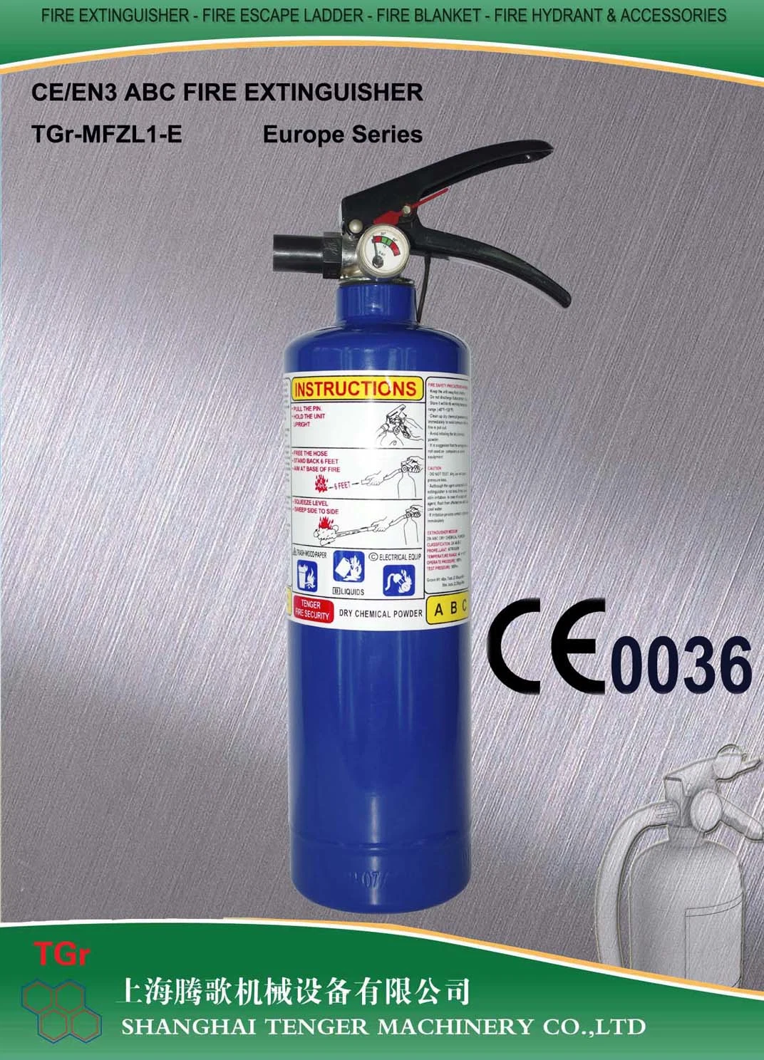 1kg ABC Dry Powder Fire Extinguisher-En3 Approved