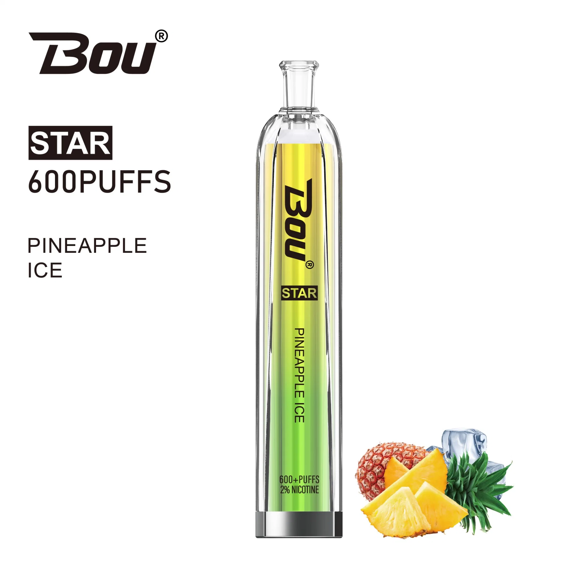 Bou Star 600 Puffs Tpd Red Bull Heisenberg Mint Flavor etc Big Cloud LED Dazzel Disposable/Chargeable Electronico Desechable Vape for KTV Pub Bar Young People