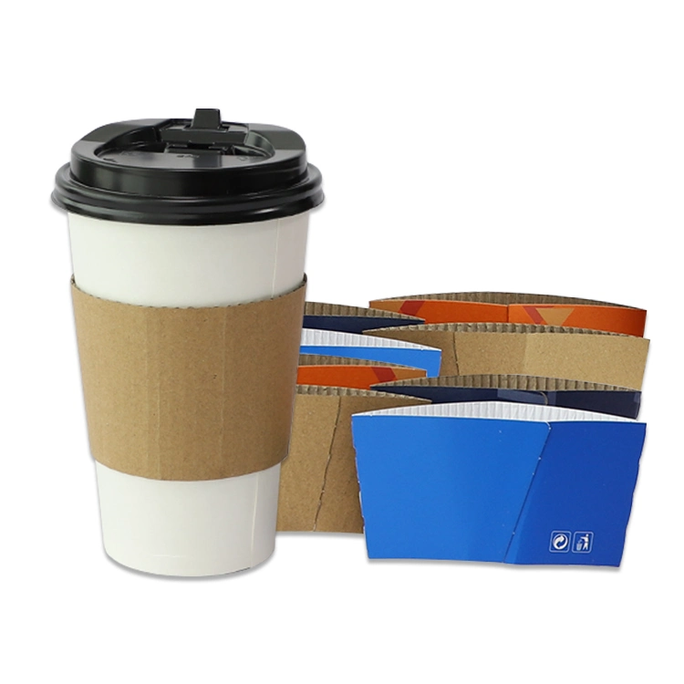 Biodegradables desechables personalizado impreso en papel manguito de taza de café caliente