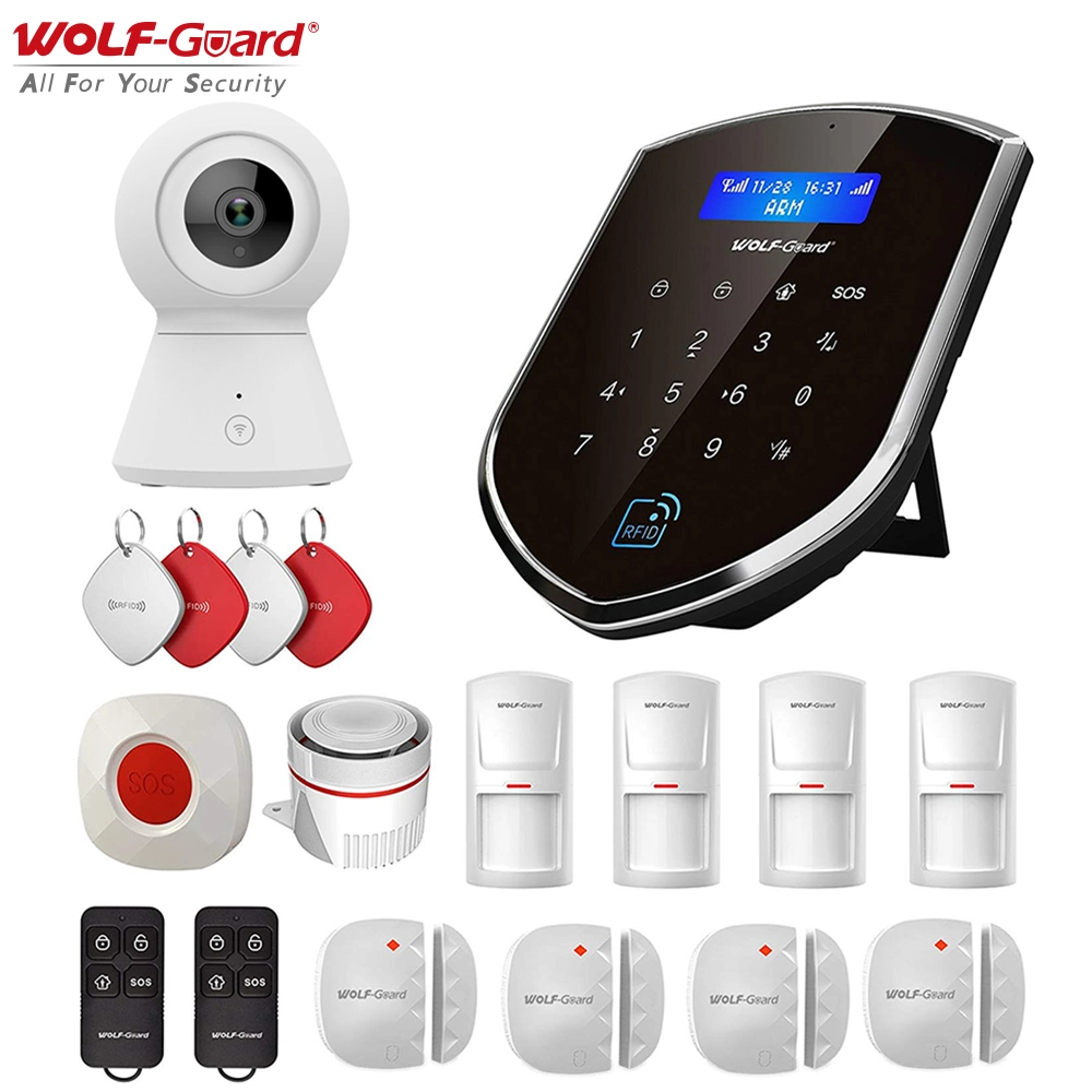 نظام إنذار الأمان المنزلي المضاد للبورجار Wifi 4G سمارت Tuya طقم منبه Alexa Voice Remote Control Hub Smart Home Alarm النظام