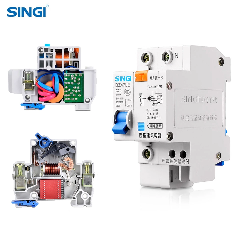 Leistungsschalter Ausfallschutz Überstrom Singi elektronischer Leistungsschalter RCBO Dz47le-63