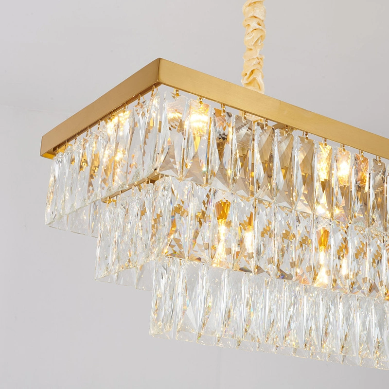 Custom Lighting Contemparary Rectangular Home Living Room Hotel Crystal Decor Luxury Chandelier Pendant Lamp