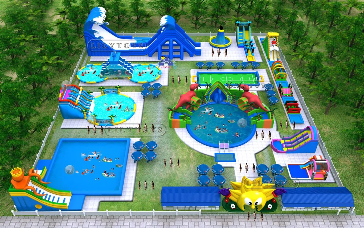 Terrain de Jeu gonflable Water Park Usine, faites glisser l'eau avec piscine gonflable