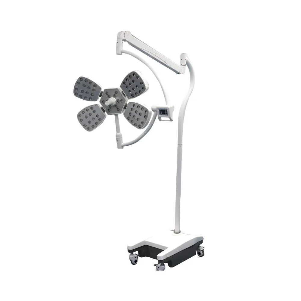 Equipement hospitalier lampe sans ombre de la salle d'opération lampe mobile chirurgicale portable Fleur pédale chirurgie léger à vendre