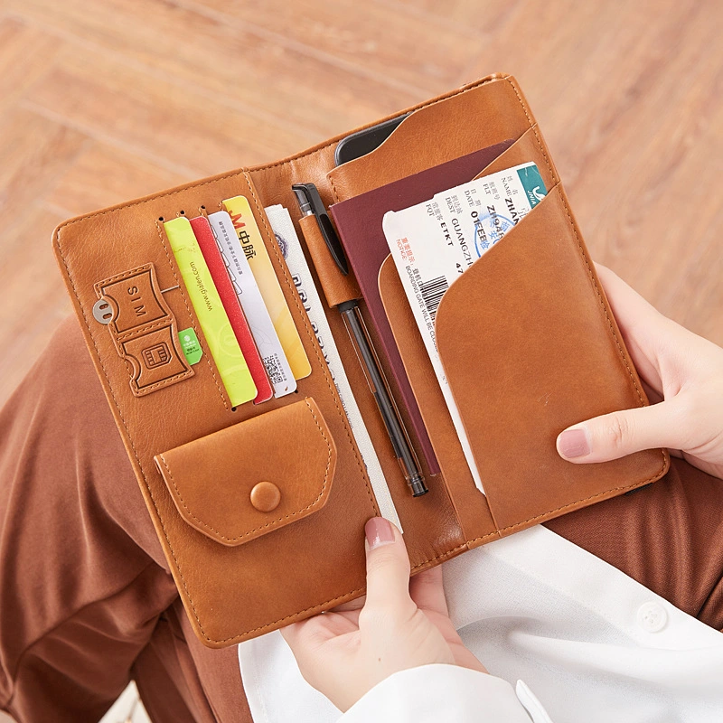 The New Fashion Travel Multifunctional Passport Bag Korean Version of The Ultra-Thin Document Holder for Men and Women Can Hold Mobile Phones