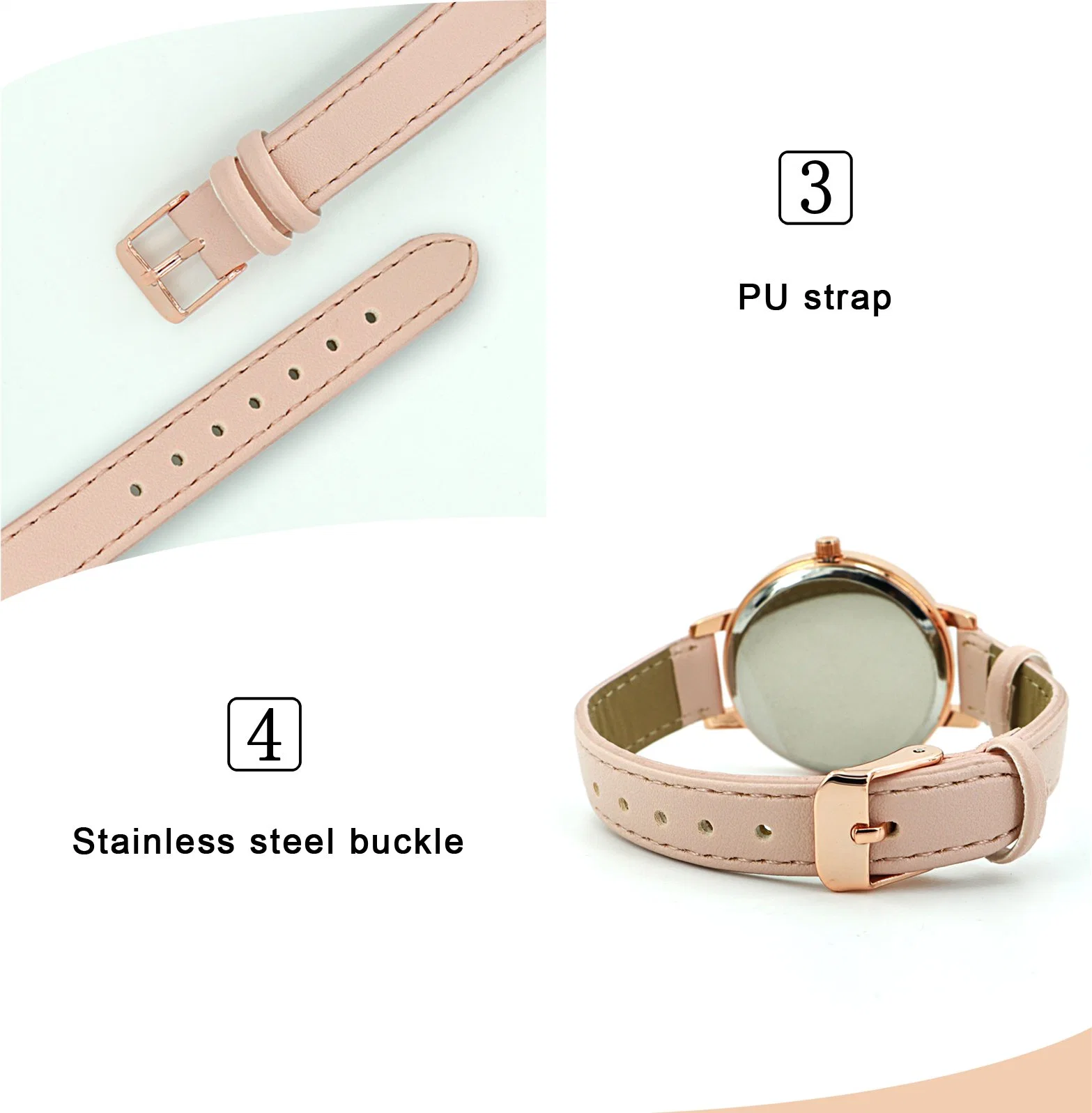 Fashion Lady Diamond Watch, Alloy Rose Gold White Belt Young Girls Watches