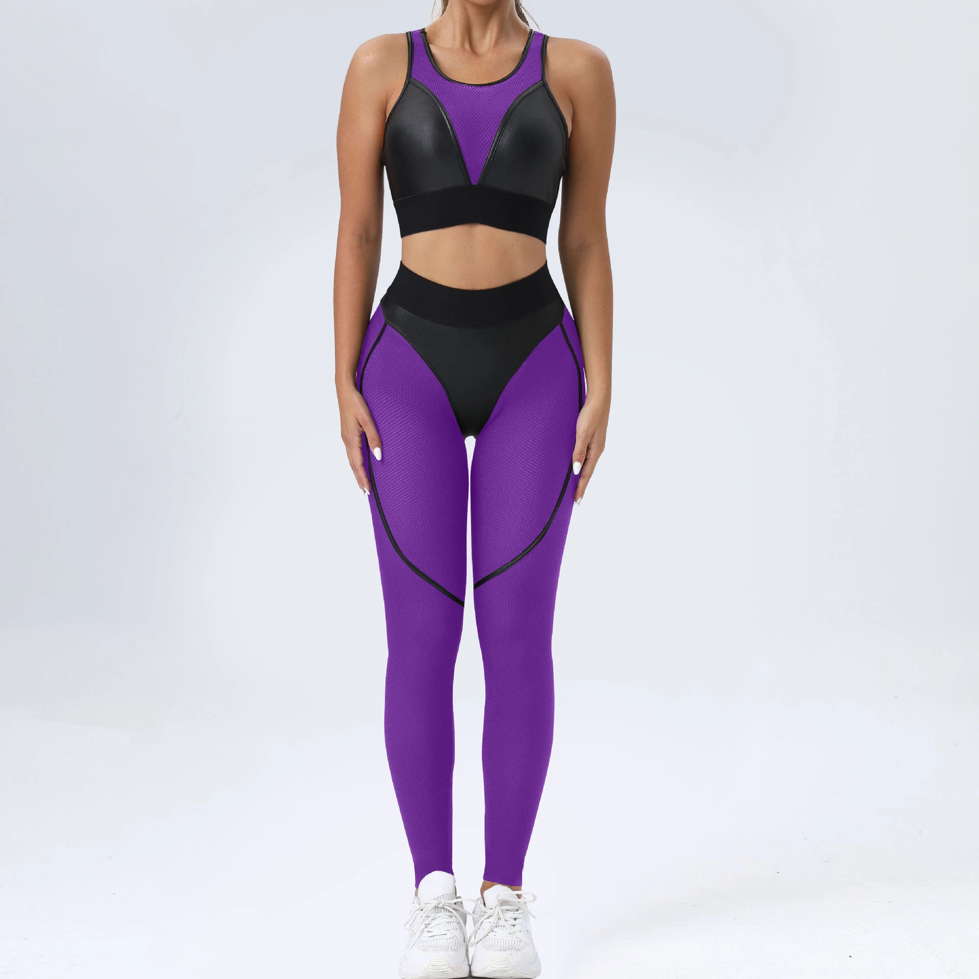 Sexy Tight Gym Wear Leather Sportswe Breathable Workout Clothing