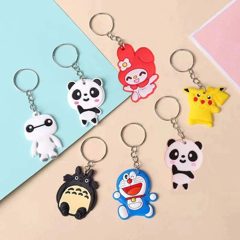 Cartoon PVC llavero Mayoreo Cute Key Rings Ronda Colgantes de colores Llavero de regalo de Navidad para niños