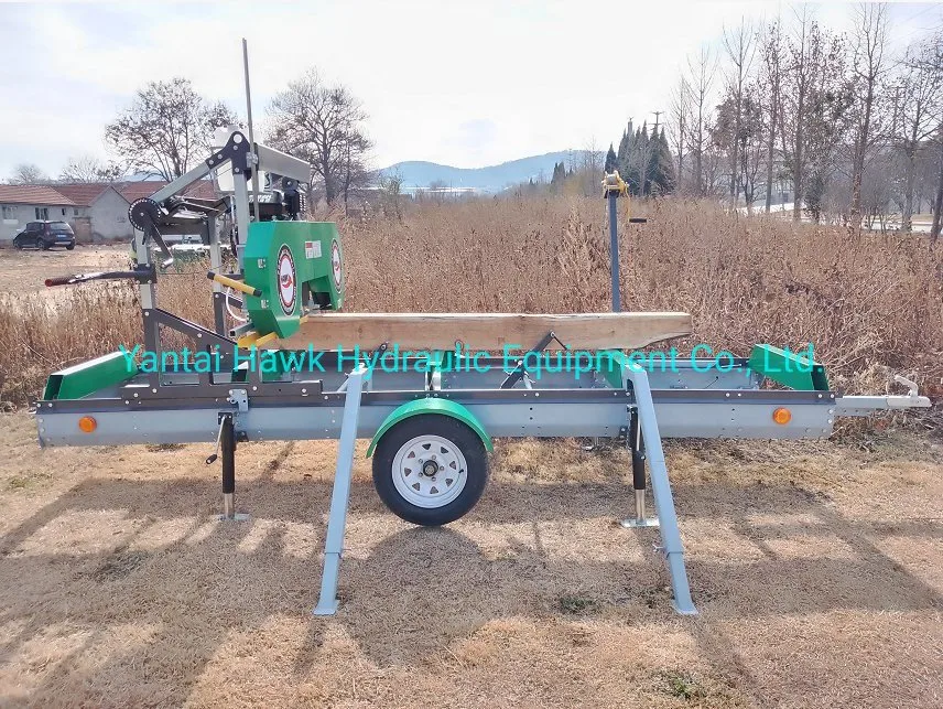 15HP Gasoline Engine Portable Sawmill with 6 Meters Trailer