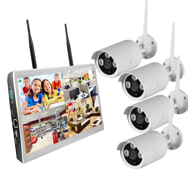 1.3MP 4CH Wireless CCTV Camera Kit with NVR Recorder with 10.1 Inches Monitor Built in 1tb Hard Disk