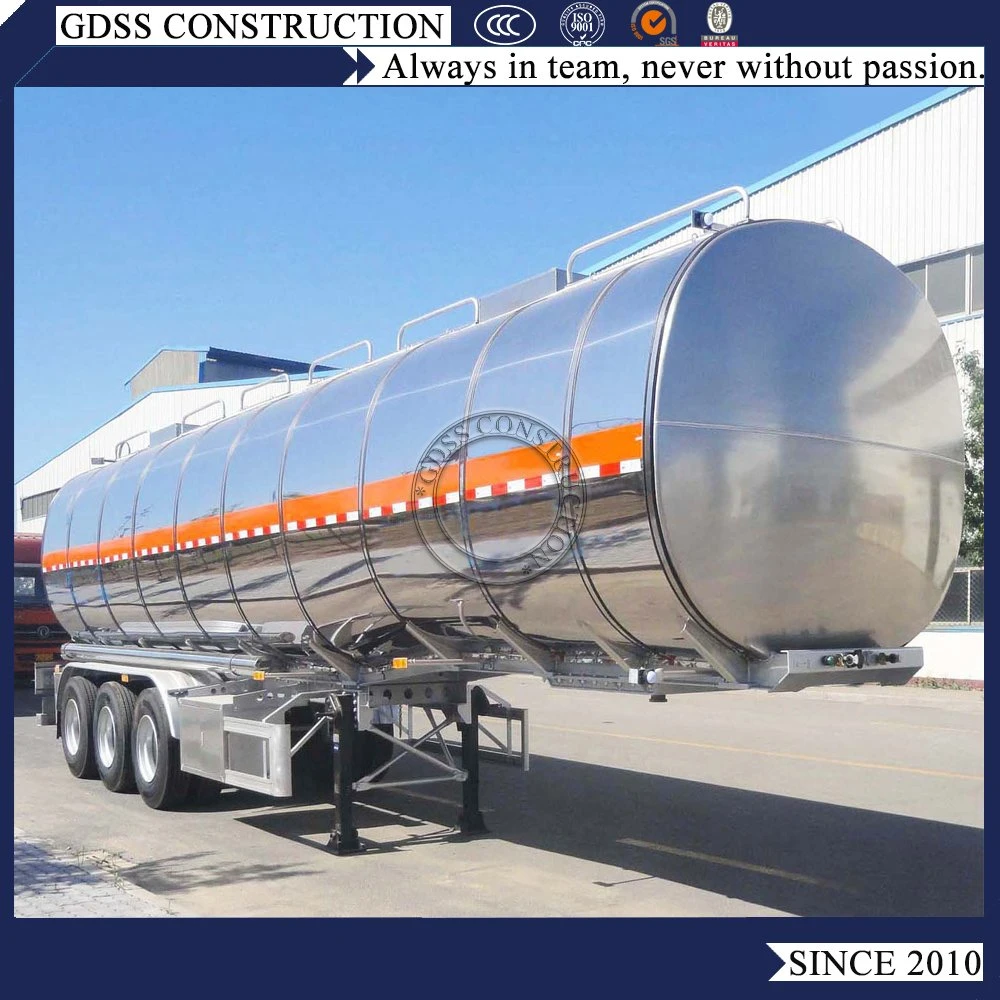 3 Axles Acid Alkaline Chemical Solvent Solution Liquid Container Bulk Truck Tractor Heavy Duty Drum Utility Trailer Oil Fuel Semi Trailer Aluminum Tanker