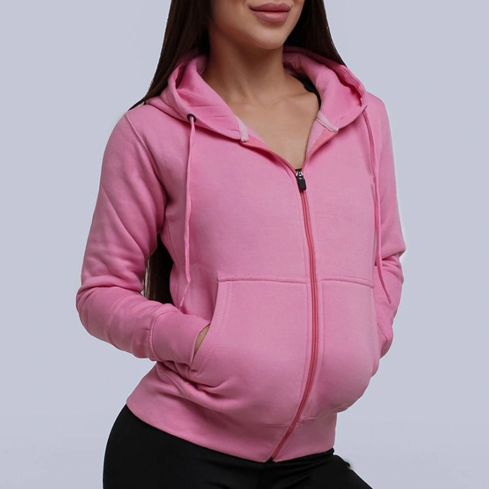 Sudadera de deporte sólido de manga larga OEM de alta calidad Hoodies para mujer Invierno cálido poliéster suave felpa Sudadera para mujer