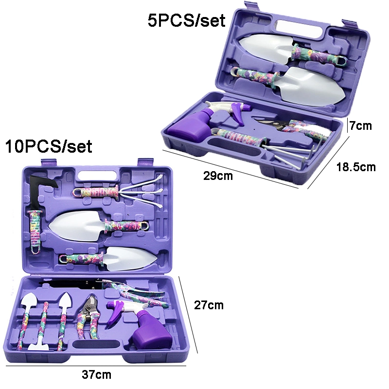 Purple Green Color Women Lady Girls Kids Children 10PC Hand Garden Kits Indoor Gardening Tool Set