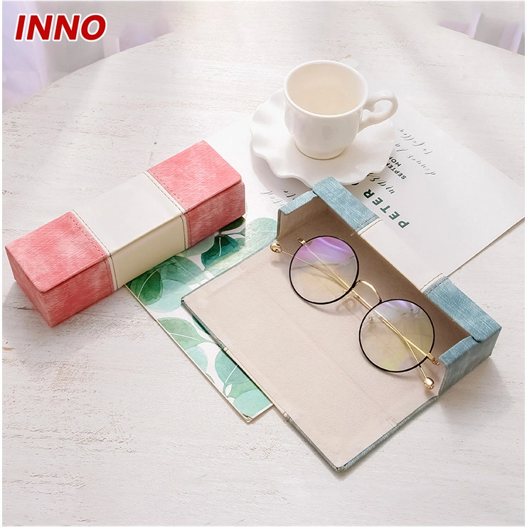 Inno-T178 Handmade Glasses Box PU Leather Optical Case for Reading Glasses and Sunglasses, Custom Logo, Eco-Friendly