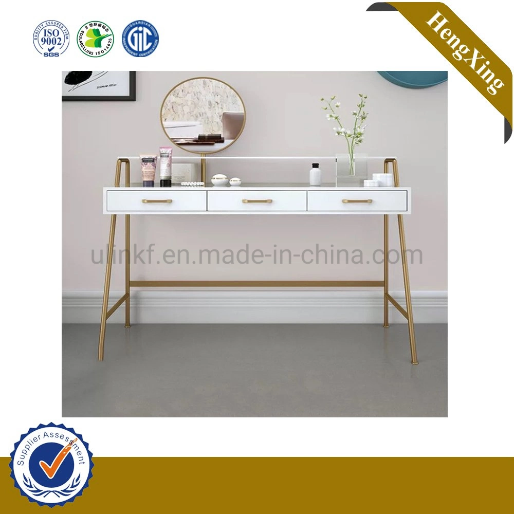 Foshan Factory Melamine White Drawer Desks Latest Design Dining Table with Metal Leg