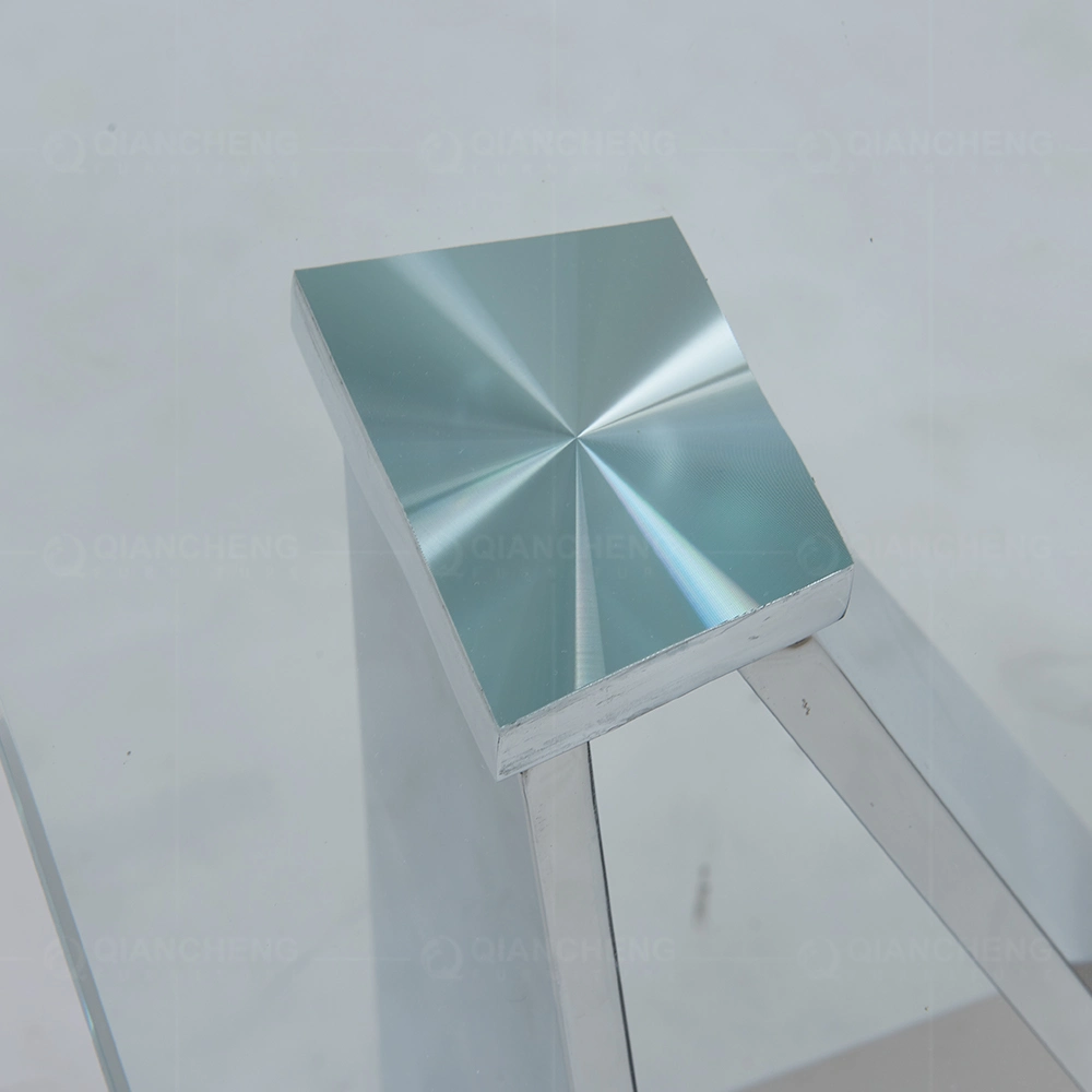 Mirror Glass Design Stainless Steel Base Corner Side Table