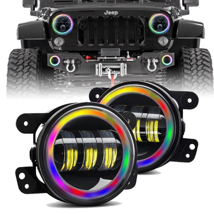 30Вт 4 дюйма круглый светодиодный противотуманный фонарь для Jeep Wrangler Jk Lj Tj RGB Halo кольцо 4" со светодиодной лампы передачи