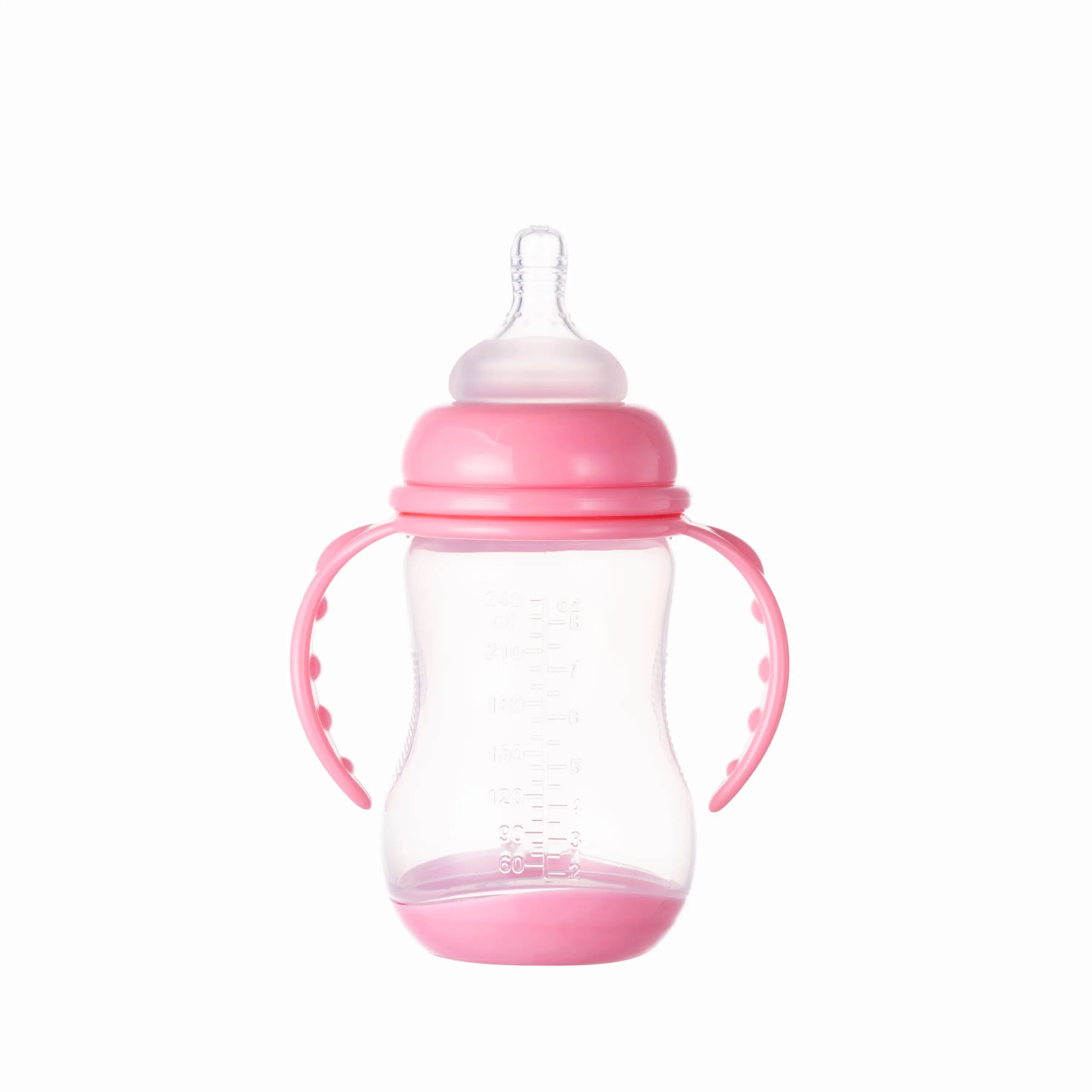 Automatic Straw Wide Neck PP Baby Feeding Bottles with Handles 300ml
