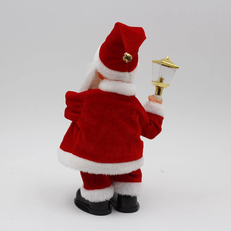 11 Inch Marry Christmas Santa Claus Electric Music Toy with lantern and Small Bell for Xmas Decoration