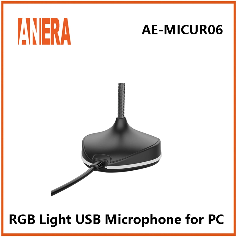 Anera New Design Portable USB Microphone Adjustable Laptop Microphone with RGB Light, USB Mic for Desktop PC