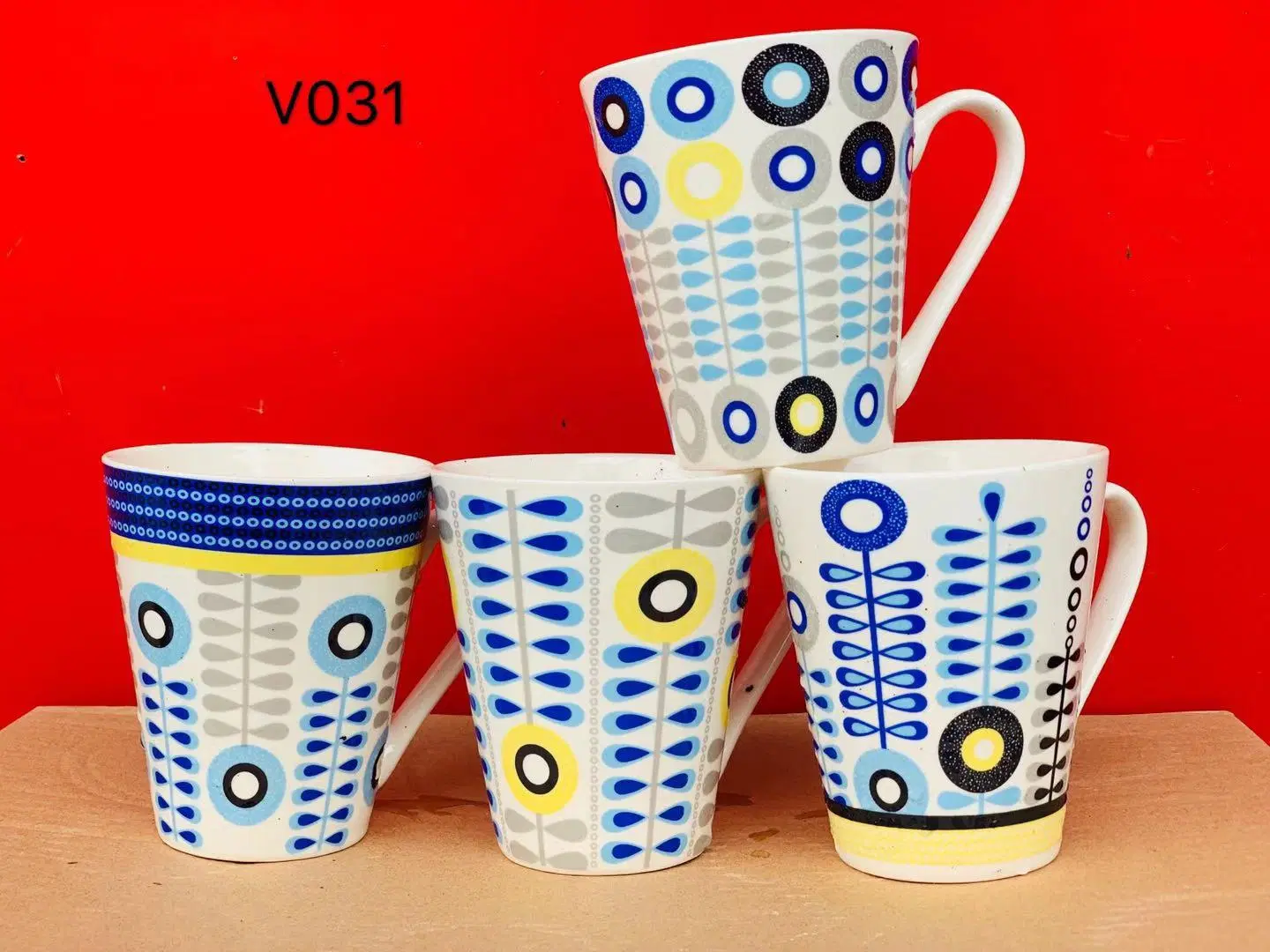 Premium Fancy Mugs Ceramic taza de café juego de 4