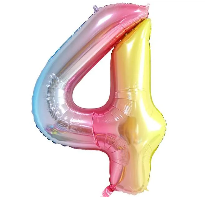 Gradient Color Birthday Party Supplies Decoration Rainbow 0-9 Number Balloons