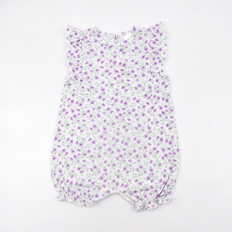 Экологически чистый материал Super Soft Cotton Plain и индивидуальный дизайн Ruffle Sleeves Детские ромы и одежда