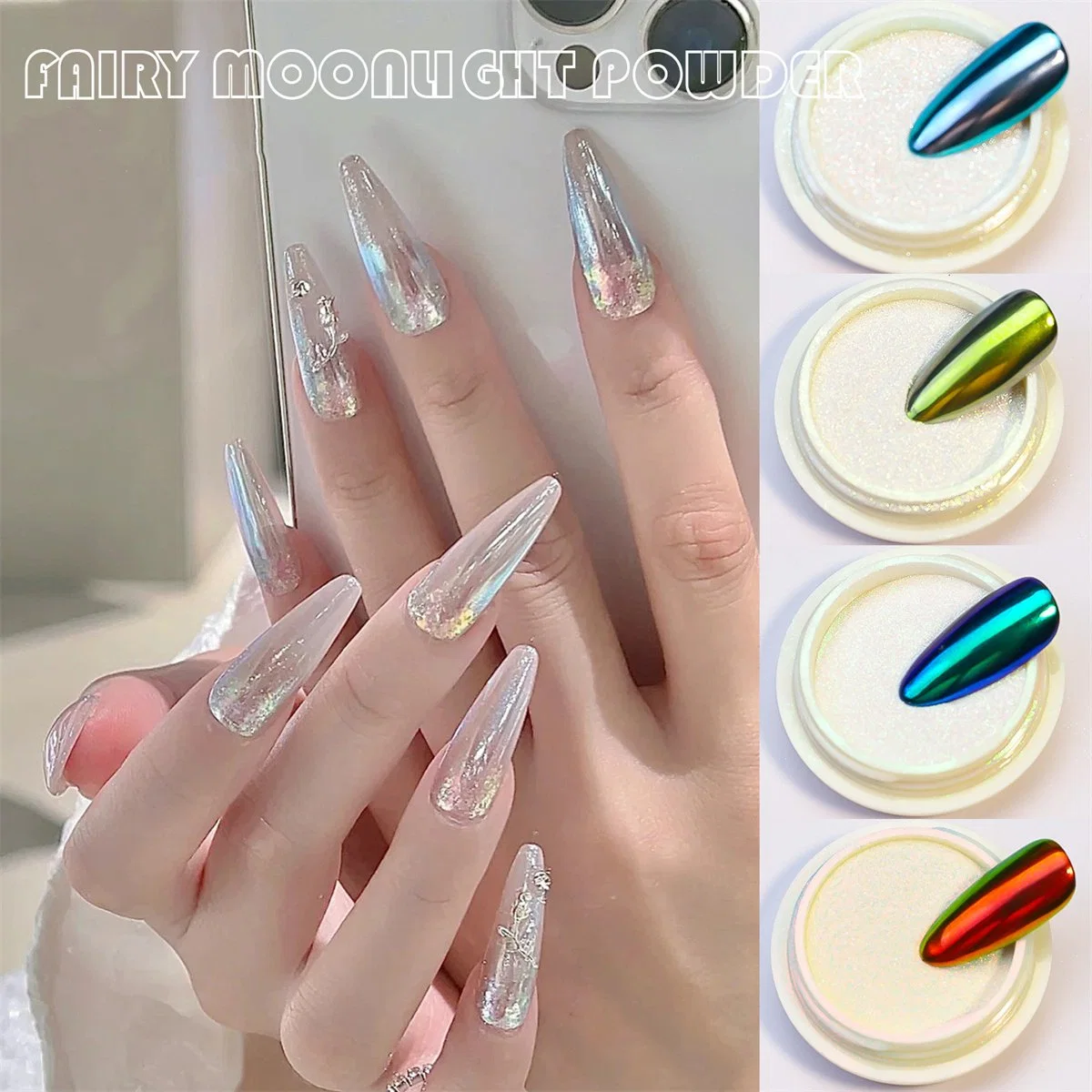 Venta en caliente Red Rojo Moonlight Blanco Ultra-Flash espejo polvo hielo-a través Magic Mirror polvo brillante polarizado polvo Ultra-fino polvo Aurora polvo Nail Polvo