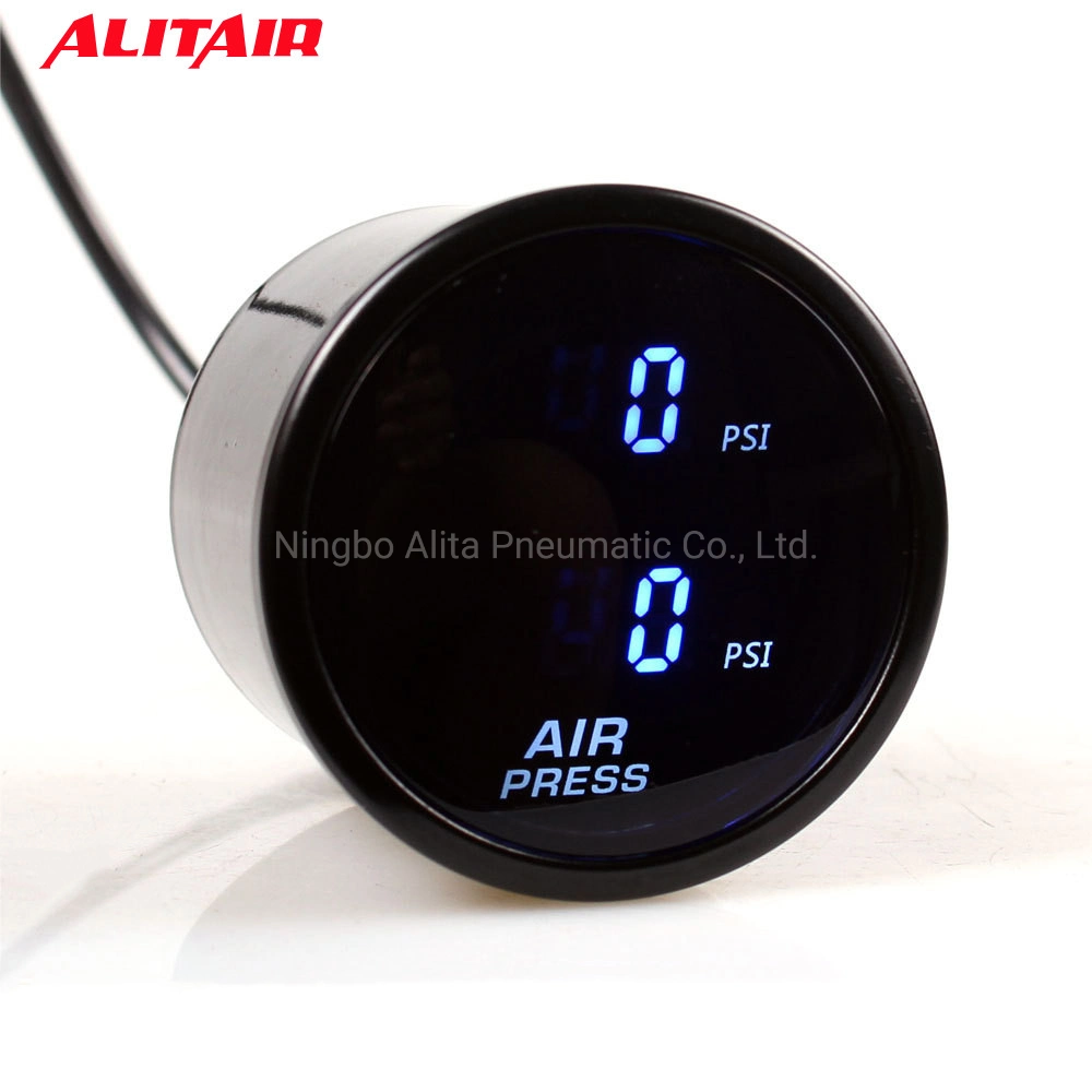 2" Air Suspension Racing Car Pressure Gauge Psi Dual Display Red Blue LED Air Press Bar Meter 52mm 1/8 NPT Electrical Sensor