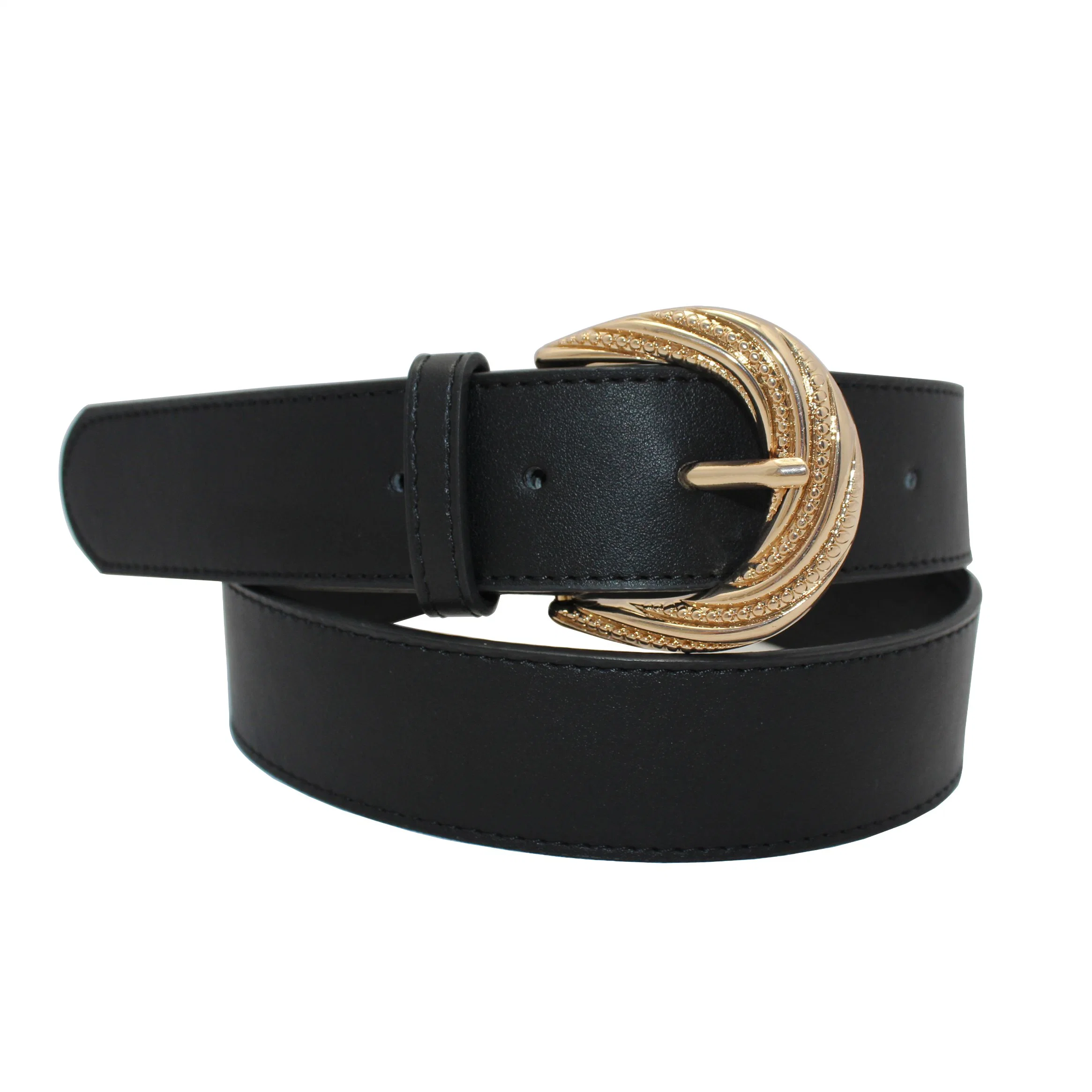 Factory Wholesale/Supplier Fashion Gold Buckle Lady Dress Belt (40-22054)