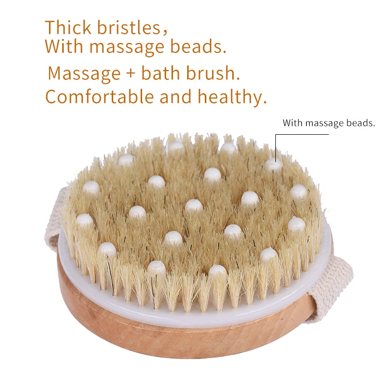 Hot Sale Amazon Customization Boar Bristle Bath Brush Back Exfoliation Scrub Massage Wooden Dry Skin Body Brush