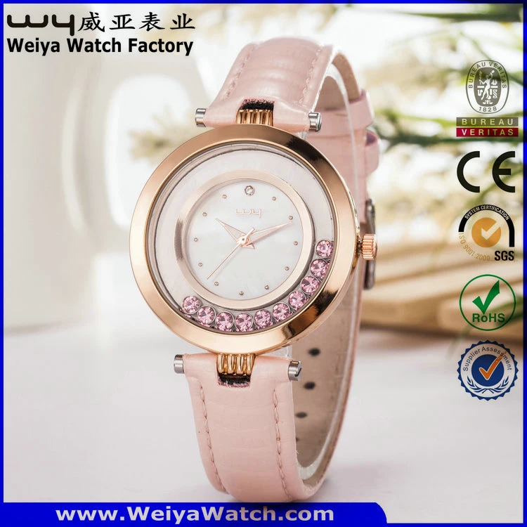 Fashion Leather Strap Casual Quartz Ladies Wrist Watch (Wy-067E)