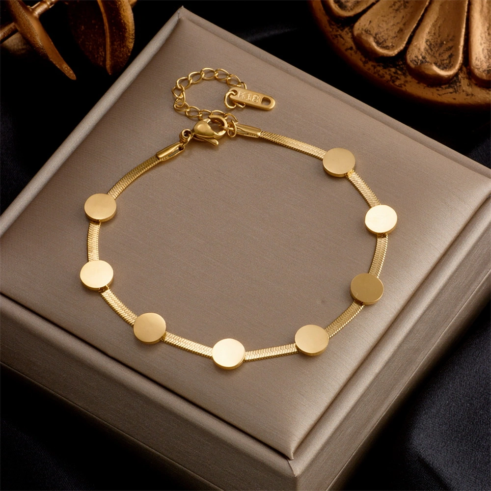 Stainless Steel Fashion Link Chain Bangle Bracelet for Women