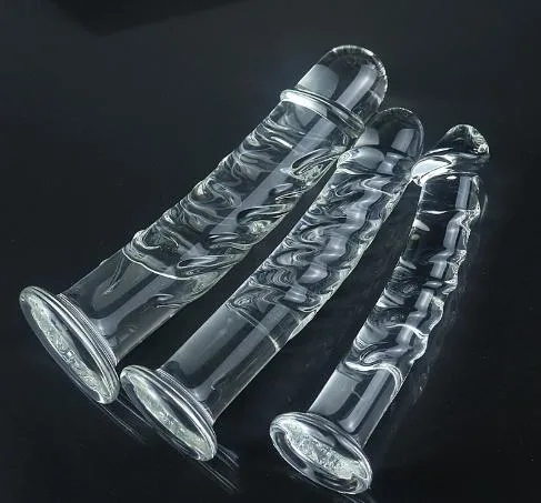 Transparent Dildo Simulating Penis with Female Glass