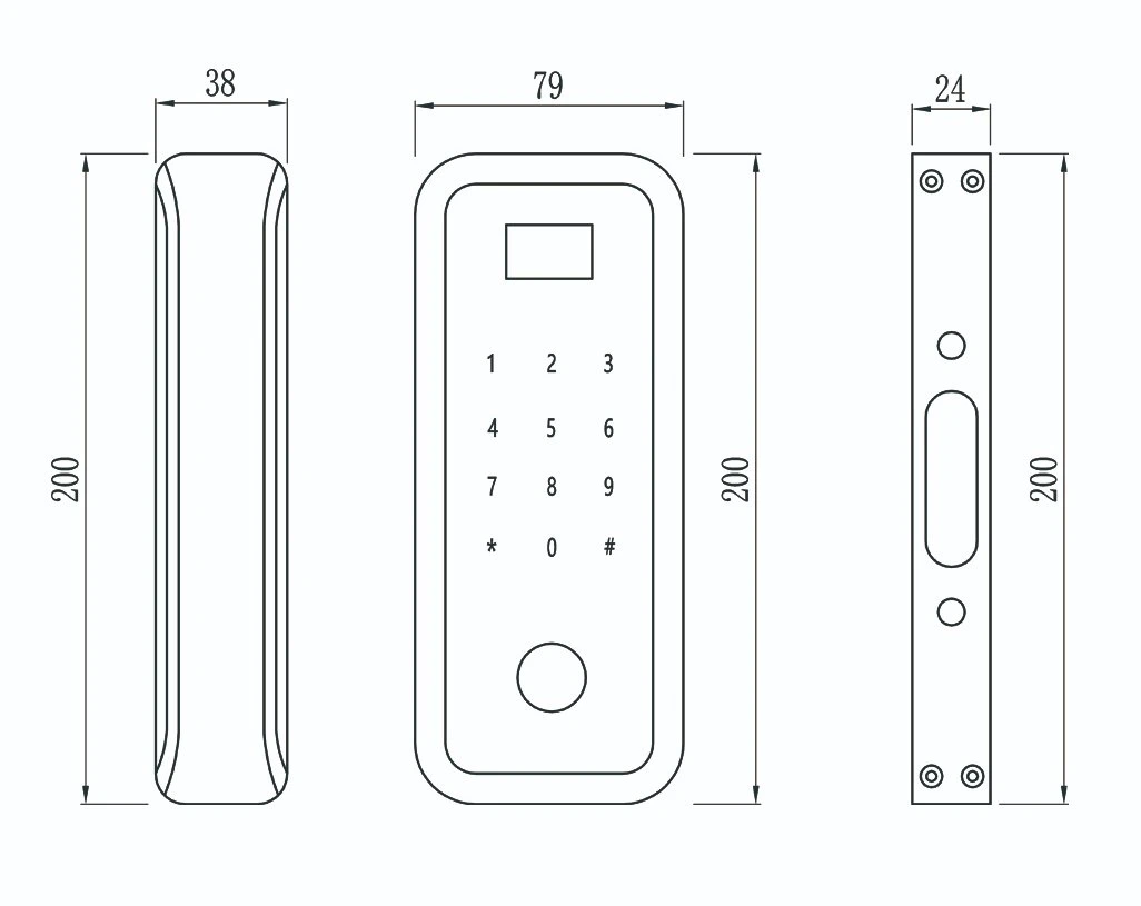 Black Fingerprint Lock Password Code IC Card Smart Glass Door Lock for Home Apartment Office Door