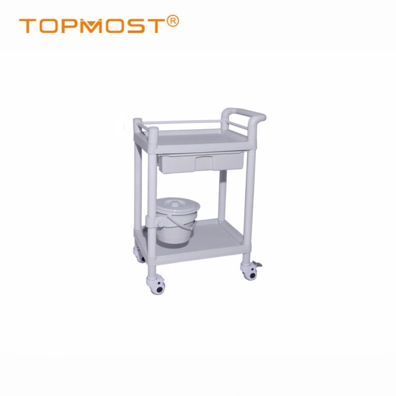 Hospital Furniture Mobile ABS Plastic Utility Trolley Medical Instrument Nursing Cart