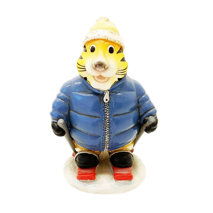 Resin Craft Animal Figurines Sport Tiger Skating Handmade Garden Ornaments Arts and Crafts Accessories