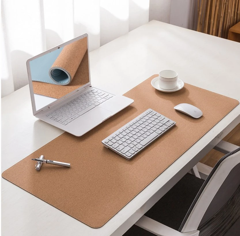 Custom Wholesale Double Face Cork with PU Leather Computer Gaming Office Mouse Pad