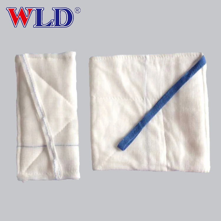 Gauze Lap Sponge with Blue of White Cotton Loop Medical Gauze Lap Sponge